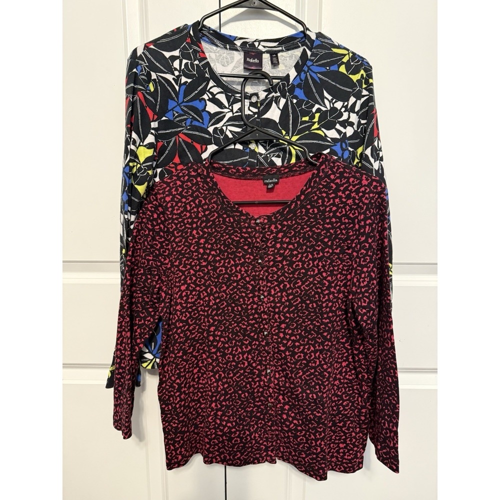 Women's cardigan Lot Of 2 Size L 100% Cotton By Rafaella Long Sleeve